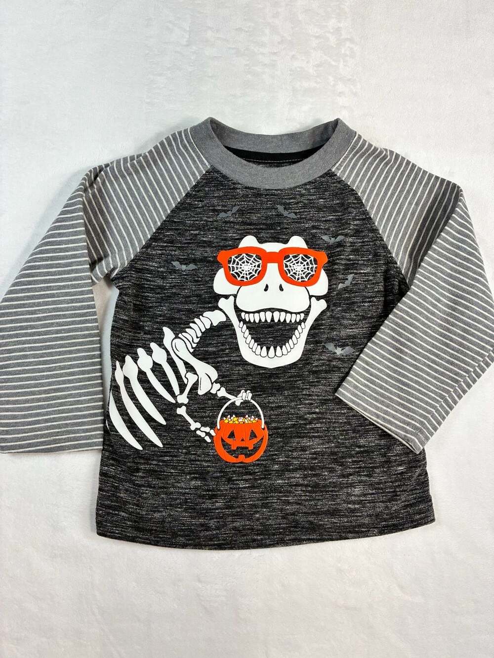 I’m Way To Celebrate Halloween T-Rex Skeleton Size 2T Raglan Long Sleeve Shirt